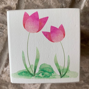 flowers wood block